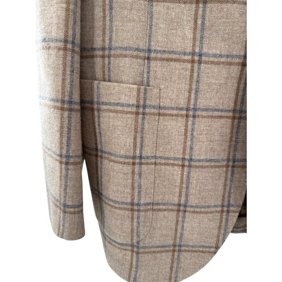 Luigi Bianchi Mantova Sartoria Mens Wool Cashmere Silk Plaid Blazer Jacket 50 - Picture 3 of 10